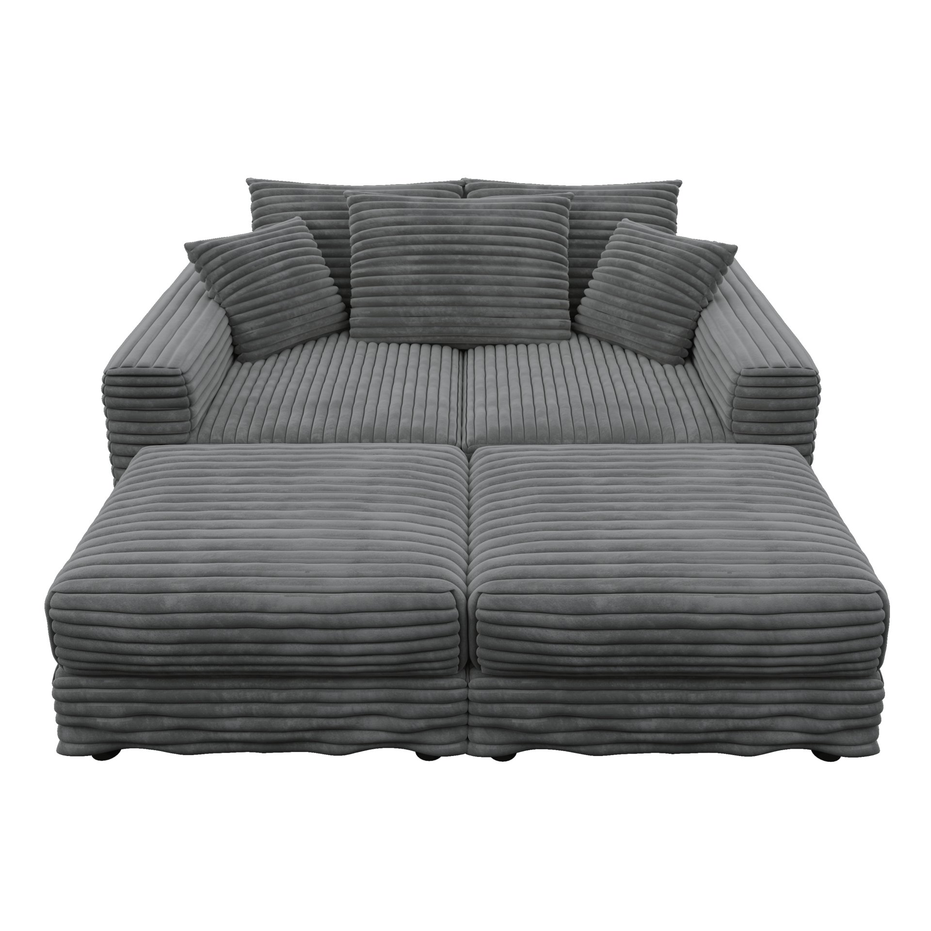 3 Seat Sofa, Deep Seat Couches With Soft Pillows And 2 Ottomans, Convertible Sofa Lounge Chair, For Living Room - Gray - Image 21