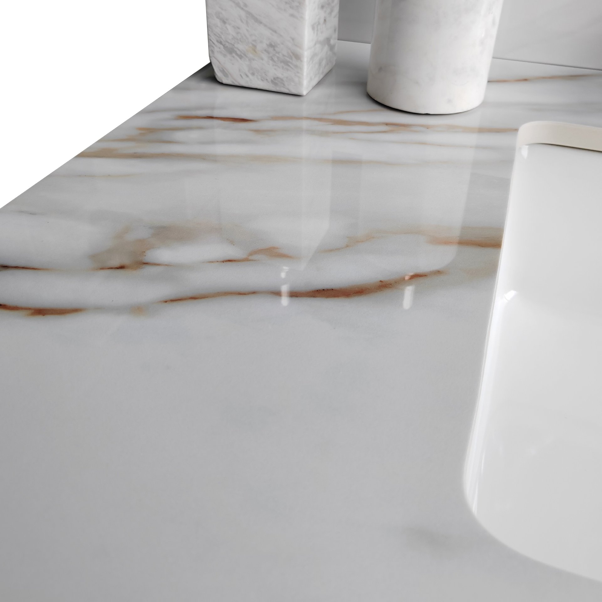 Vanity Top, Sintered Stone - Carrara White With Veins - Image 9