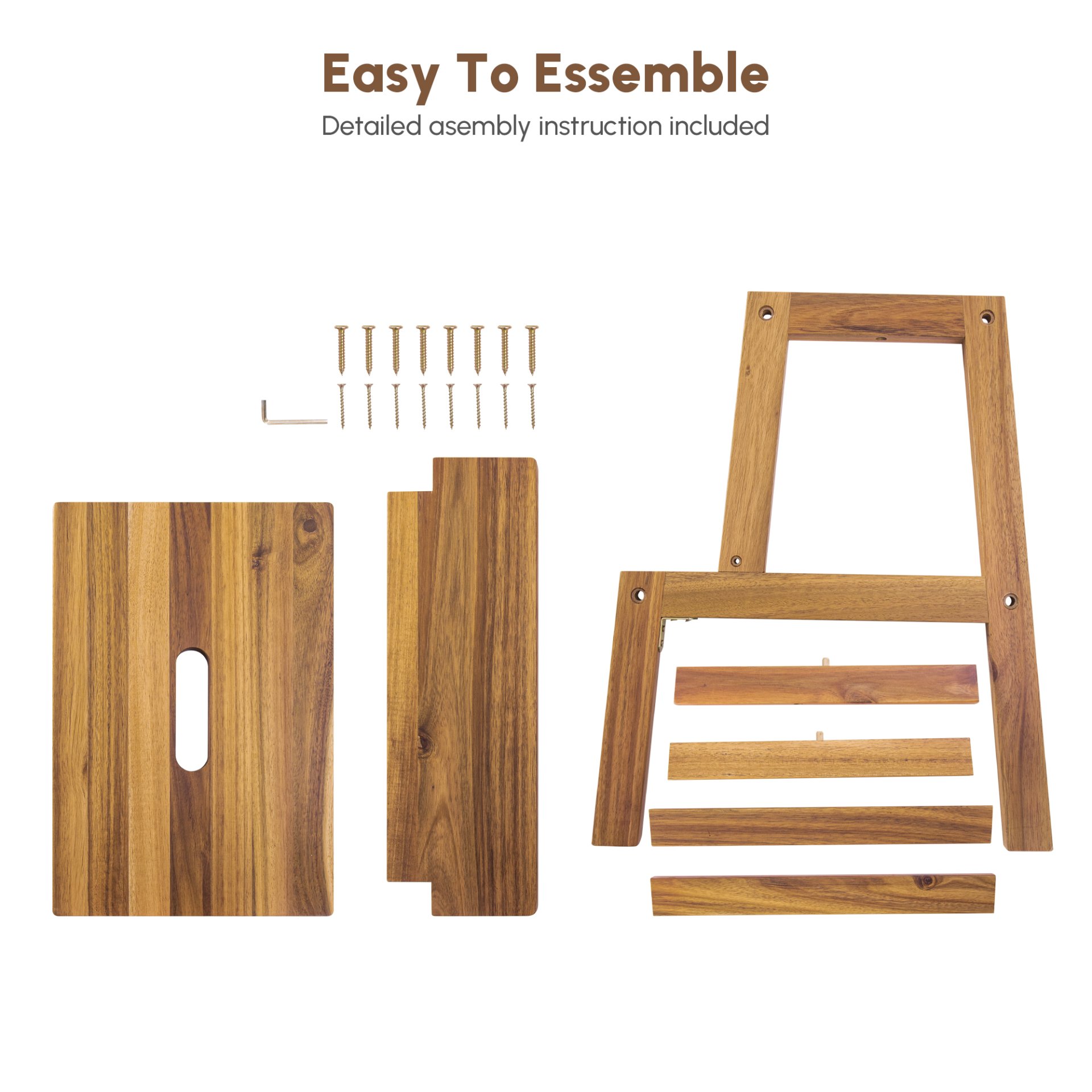 2 Step Stool, Indoor / Outdoor Use - Acacia Wood - Image 8