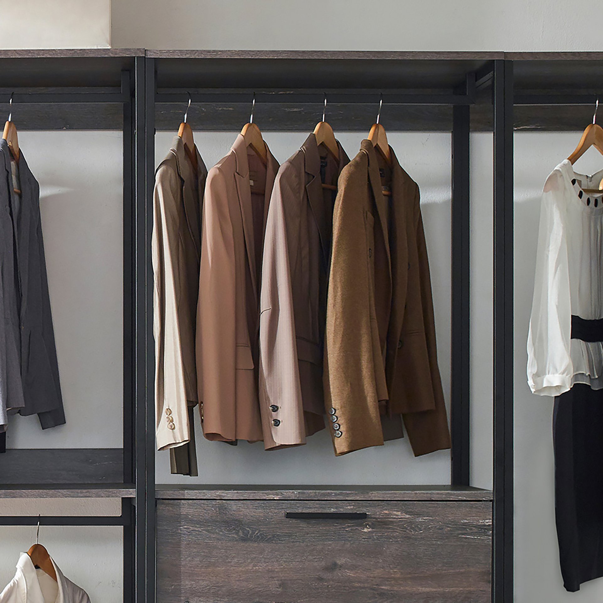 Monica - Wood Walk In Closet System With Modular Design Melamine - Rustic - Image 5