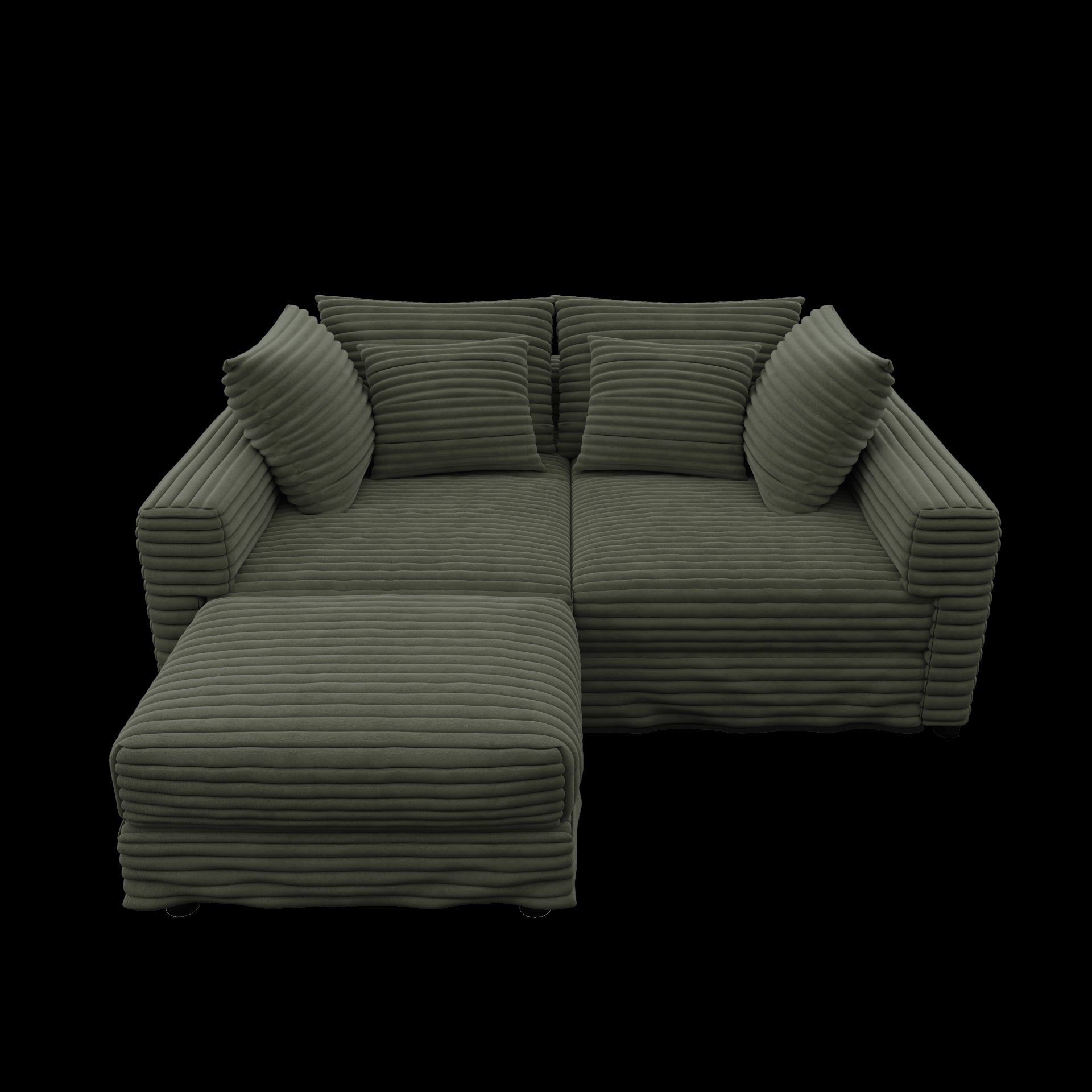 4 Seat Sofa, Deep Seat Couches With Soft Pillows And Movable Ottoman, Convertible Sofa Lounge Chair, For Living Room - Green - Image 12