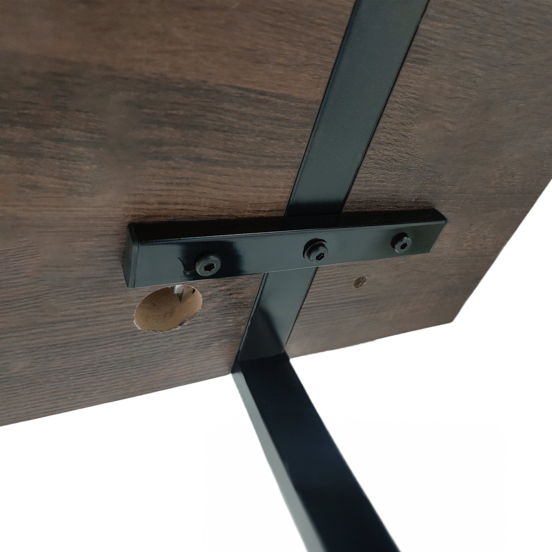 Modern Rustic Dining Table In Walnut With Metal Legs For 4 - 6 Person - Walnut - Image 9