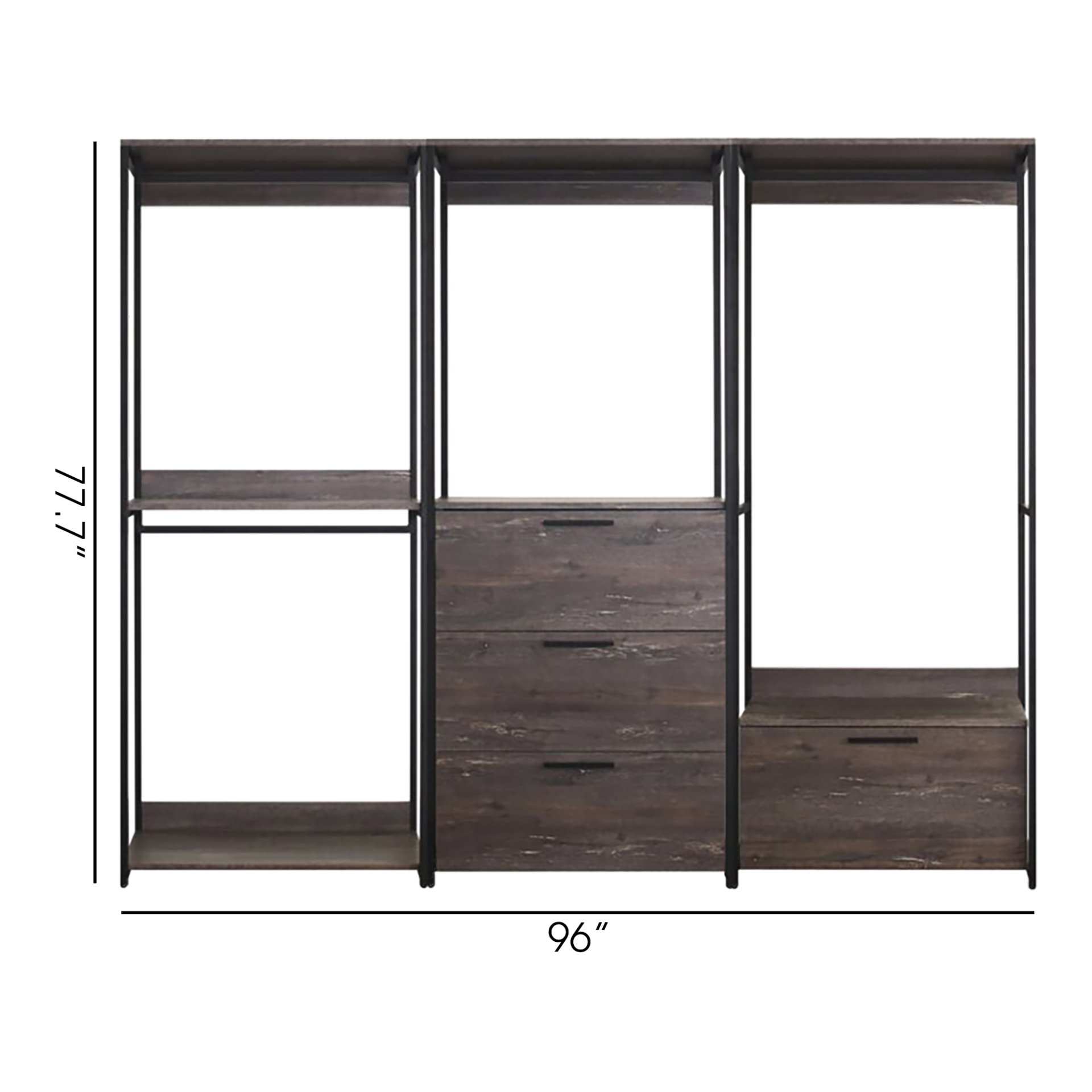 Monica - Wood Walk In Closet System With Powder Coated Metal Frame And Melamine - Rustic - Image 3