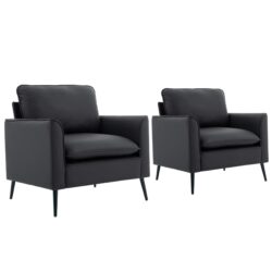 Upholstered Sofa Chair (Set of 2) - Black