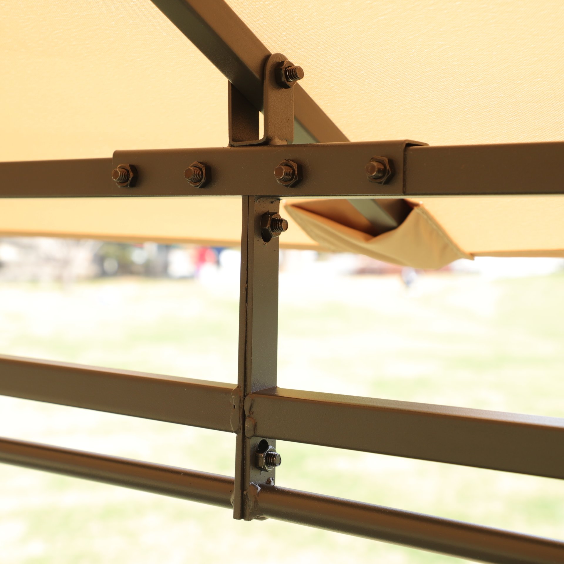 Outdoor Patio Gazebo Canopy Tent With Ventilated Double Roof And Mosquito Net, 13X10 Ft - Khaki - Image 11
