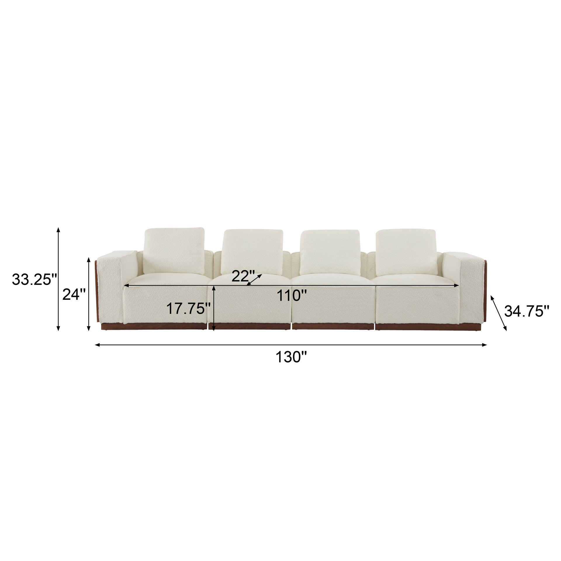 Chita - Modular Sectional Sofa 4 Seater With Larger Seats - Beige - Image 3