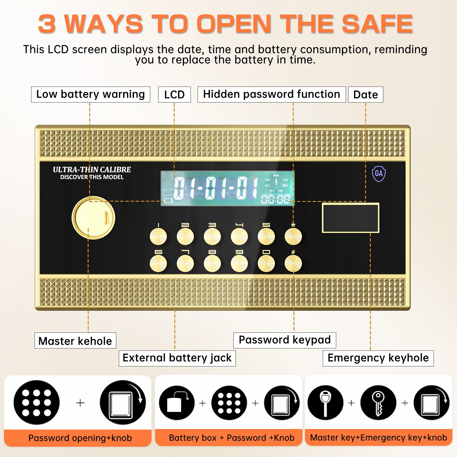 Large Double Door Coin Operated Safe, Digital Security Safe With Fireproof And Waterproof Bag, 7.0 Cubic Feet Safe Box With Hidden Code Function For Home, Office And Hotel - Black - Image 14