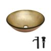Textured Vessel Sink With Faucet And Pop Up Drain, Round Bowl For Bathroom Vanity - Gold - Image 8