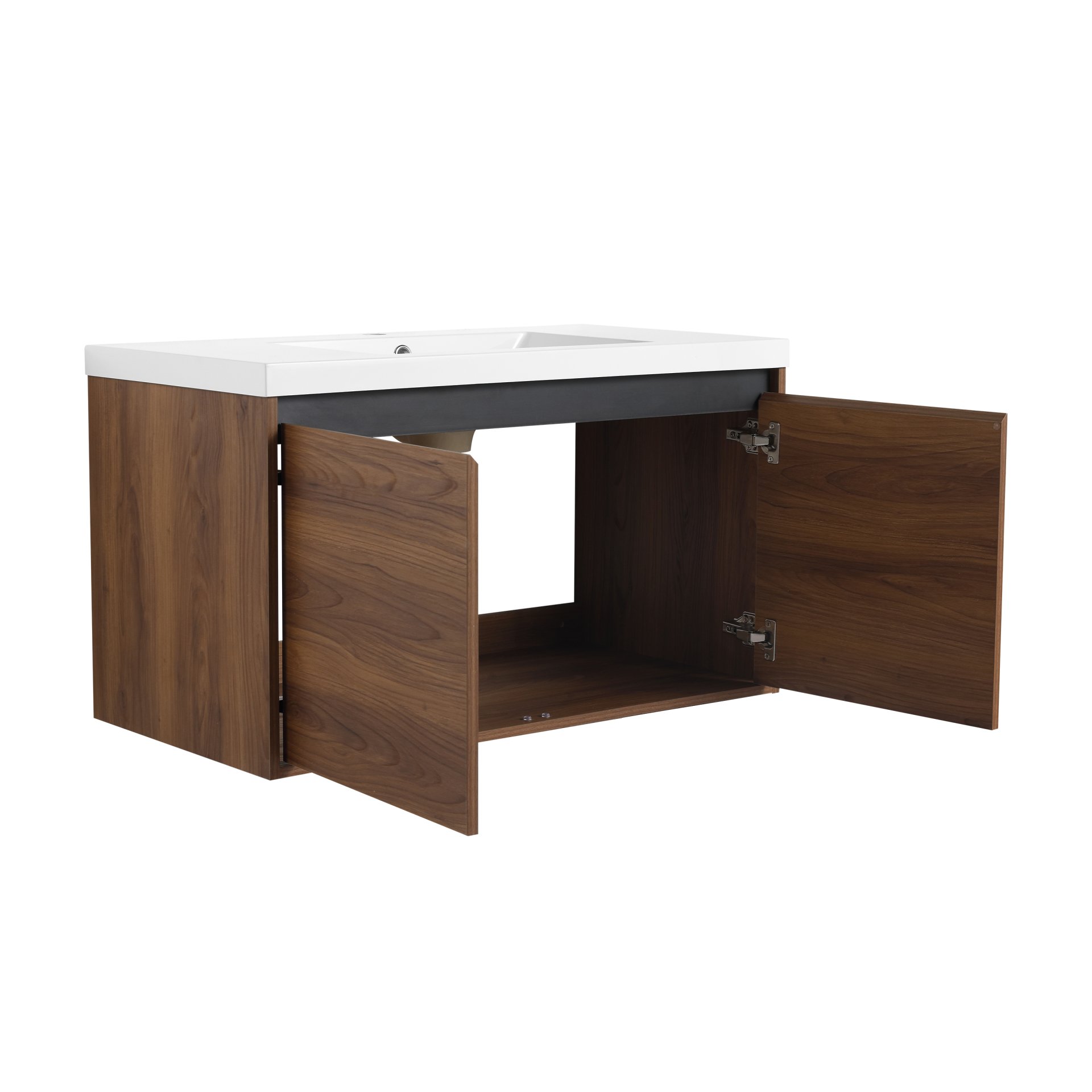 36" Bathroom Vanity Set With Resin Countertop Sink And 2 Doors - Brown - Image 11
