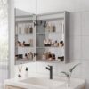 Bathroom Medicine Cabinet With Lights, LED Medicine Cabinet With Mirror, Lighted Medicine Cabinet With Defogger, Dimmer, Digital Clock & Temp Display, Surface Mount - Silver - Image 7