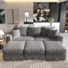 3 Seat Sofa, Deep Seat Couches With Soft Pillows And 3 Ottomans, Convertible Sofa Lounge Chair, For Living Room - Gray - Image 10