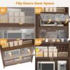 4 Flip Doors Cabinet, With Ample Storage Space For Living Room - Walnut - Image 2