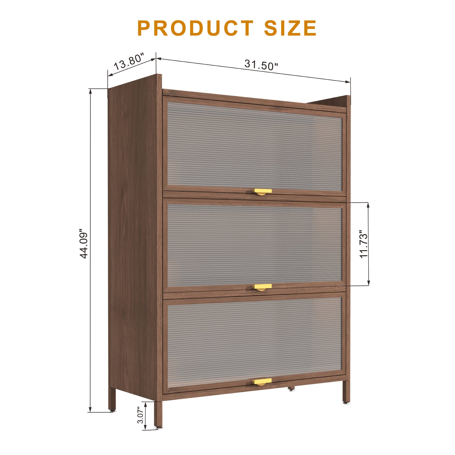 3 Flip Doors Cabinet, With Ample Storage Space For Living Room - Walnut - Image 3
