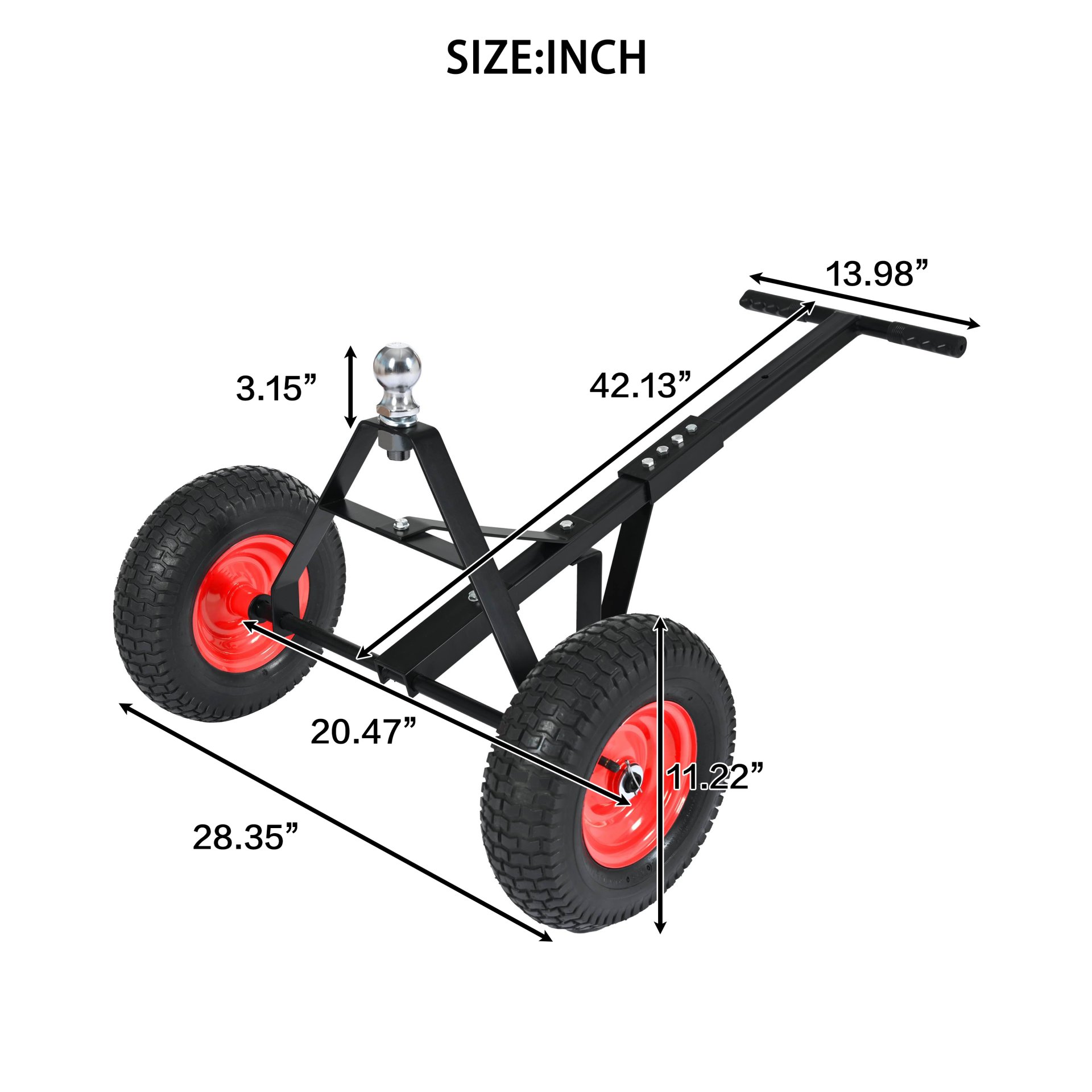 Heavy Duty Trailer Dolly With 2" Ball 1000 Lb Capacity For Easy Mobility - Black - Image 3