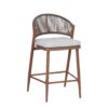 Outdoor Counter Height Aluminum Frame Counter Stools With Scallop Shaped Backrest & Water Resistant Cushions (Set of 2) - Teak - Image 14