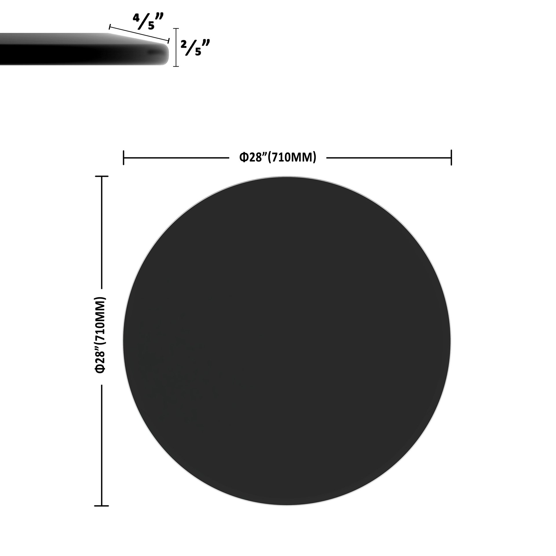 28" Round Tempered Glass Table Top Glass 2 / 5" Thick Beveled Polished Edge - Black - Image 3