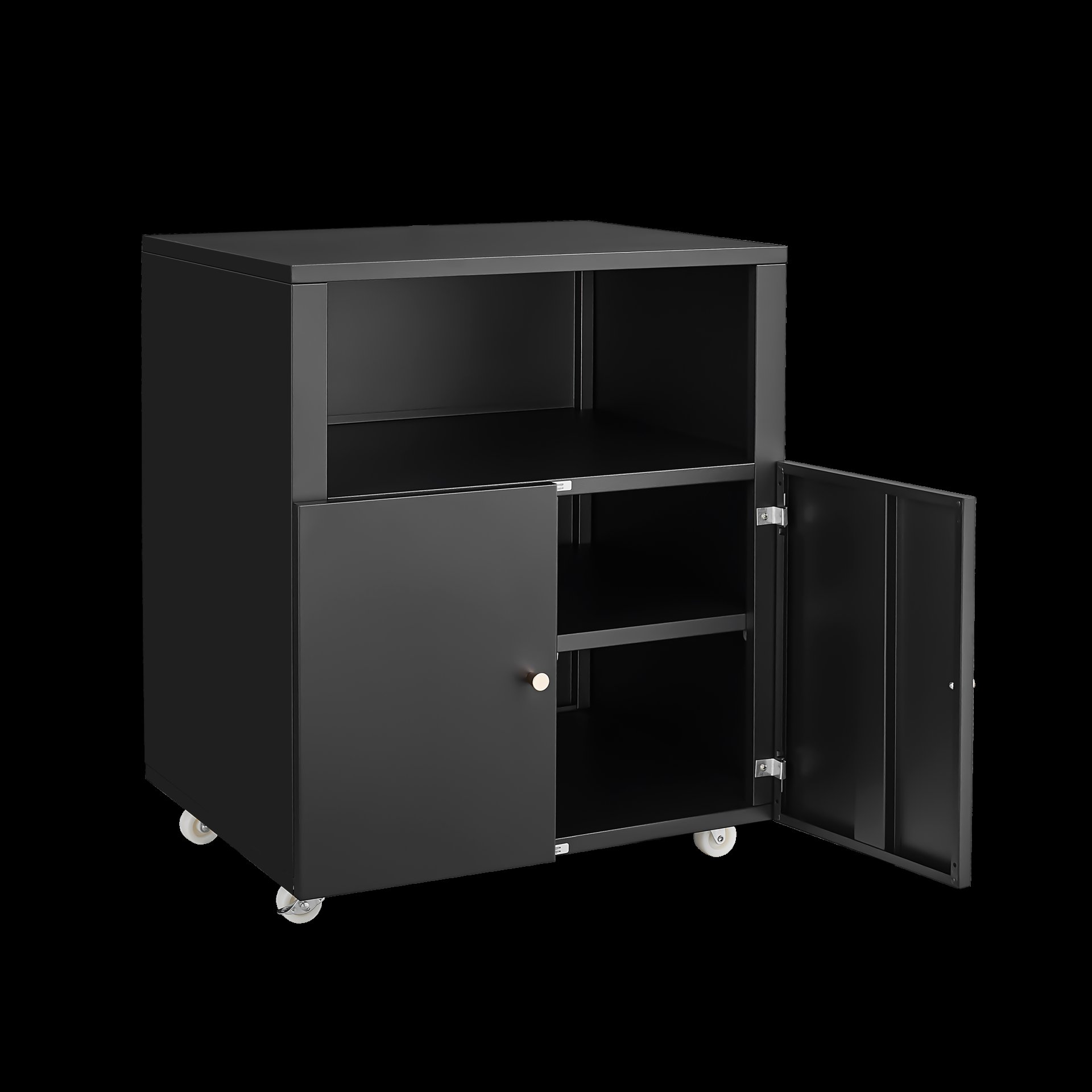 Mobile Printer Stand With Wheels And File Cabinet - Black - Image 10