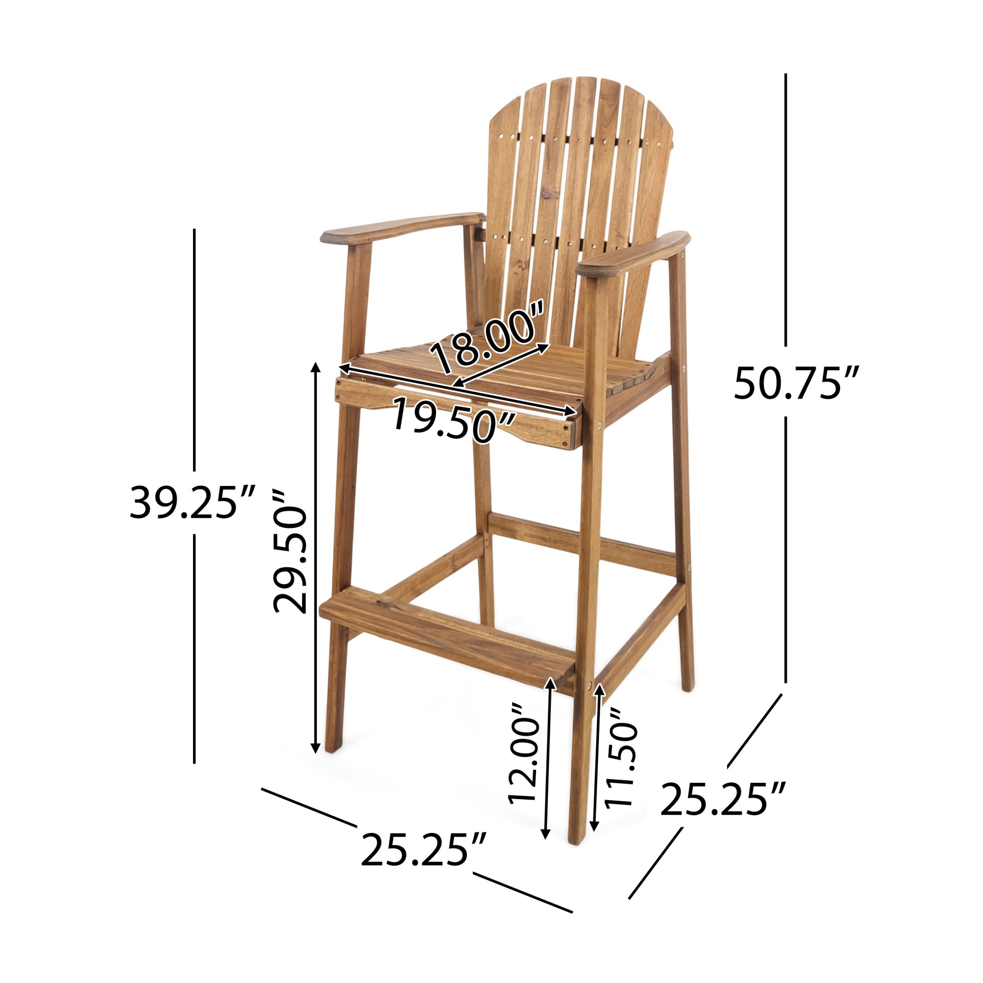 Outdoor Adirondack Barstools (Set of 2) - Natural Stained - Image 3