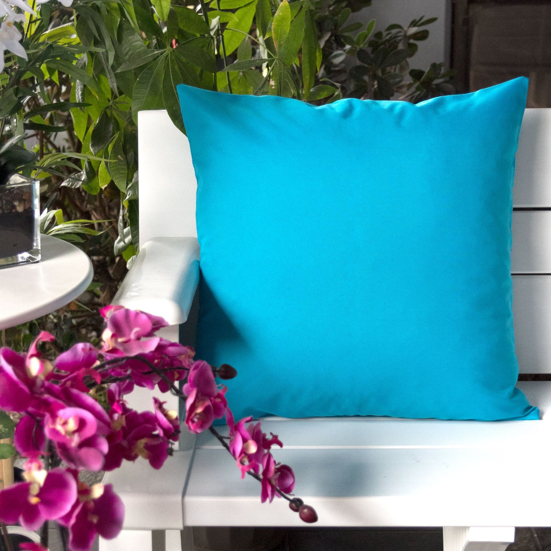 Amazon Rainforest - Solid Pillow Outdoor & Indoor, Soft Touch - Aqua - Image 2