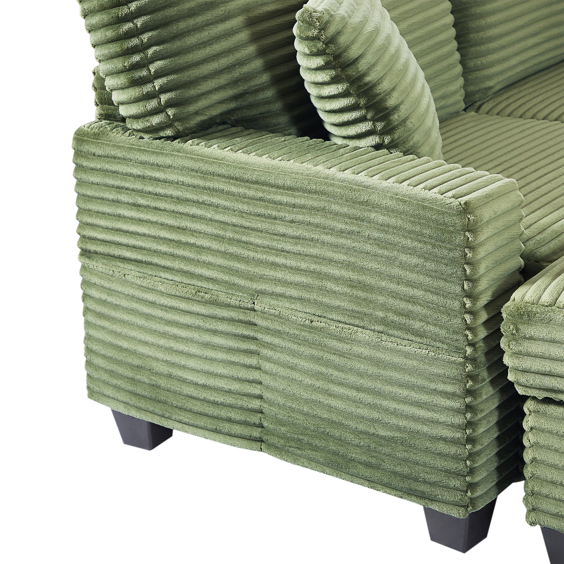 Modern Sectional Sofa U Shaped With Movable Ottoman And Side Storage Pockets Corduroy - Green - Image 23