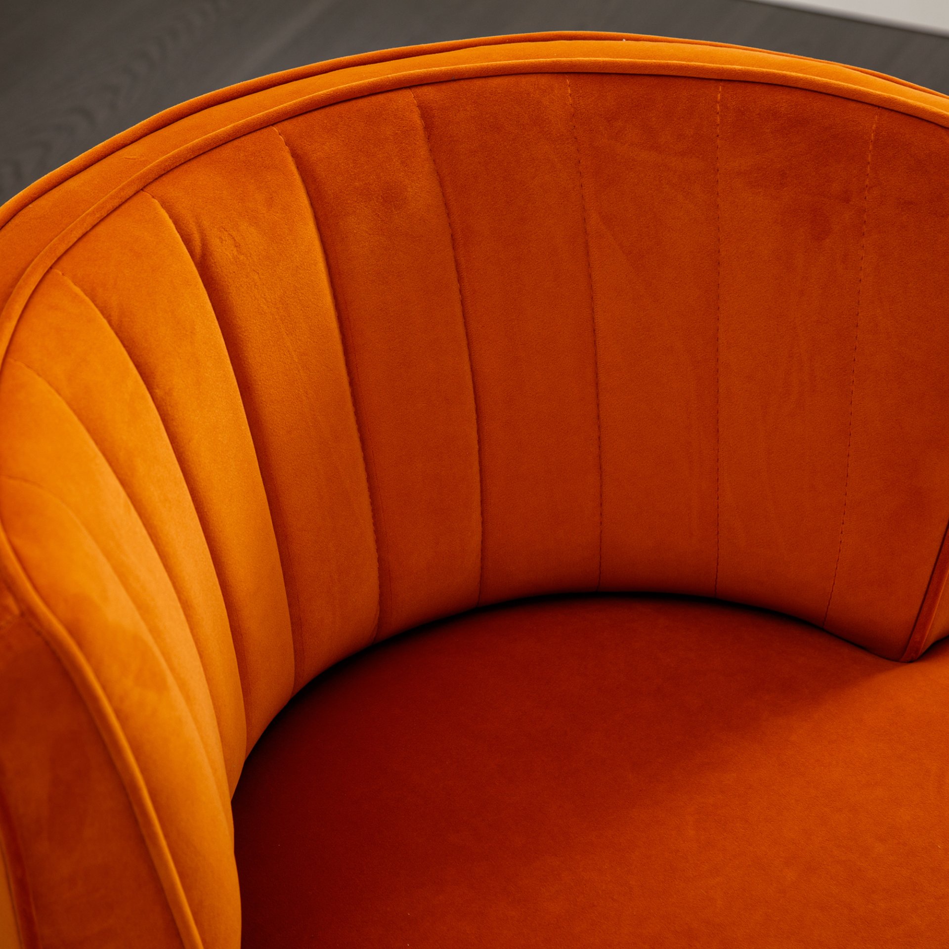 360 Degree Swivel Cuddle Barrel Accent Sofa Chair, Fluffy Round Armchair - Orange - Image 9
