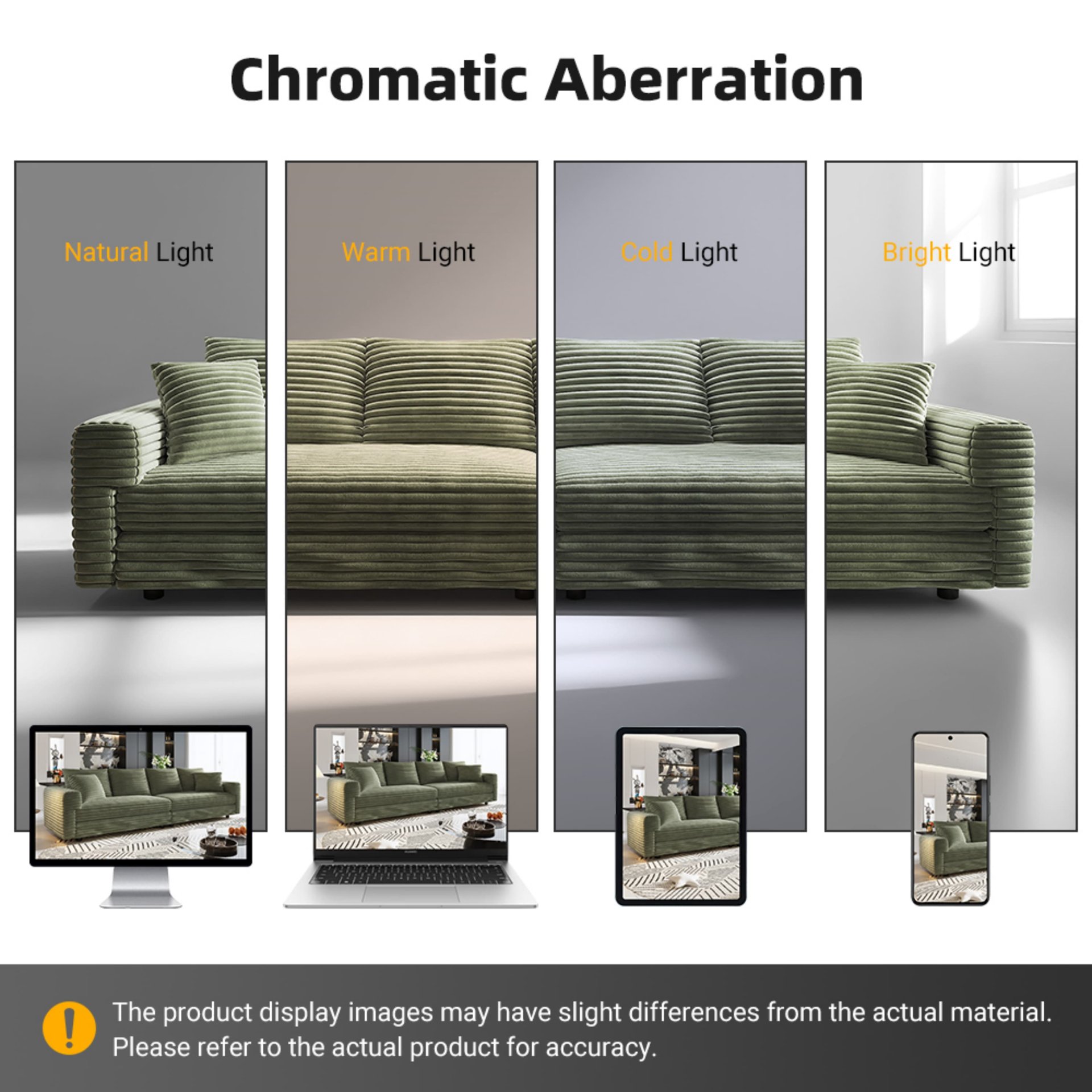 3 Seat Sofa, Convertible Deep Seat Sofa Lounge Chair For Living Room - Green - Image 2
