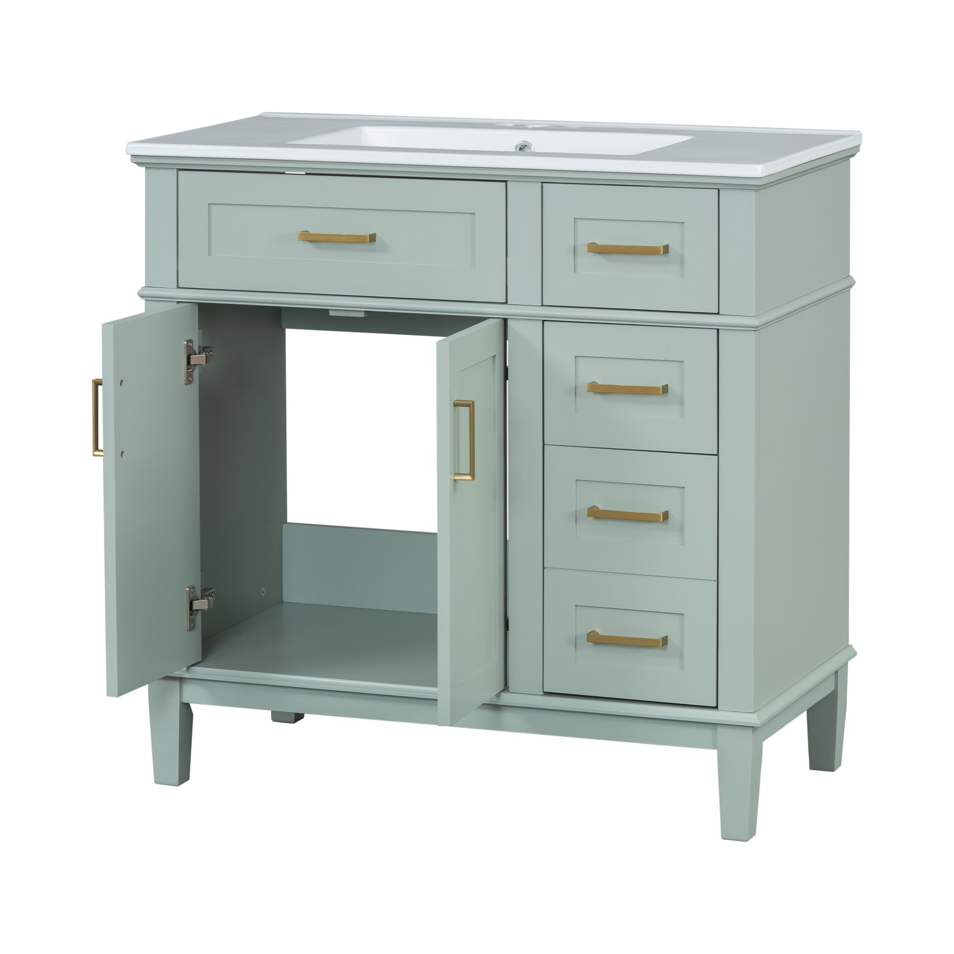36" Bathroom Vanity With Sink, Soft Close Doors, And Storage Drawers - Green - Image 13
