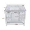 37" Bathroom Vanity With Artificial Marble Carrara Top, Multi Functional Cabinet With Doors And Drawer - White - Image 3