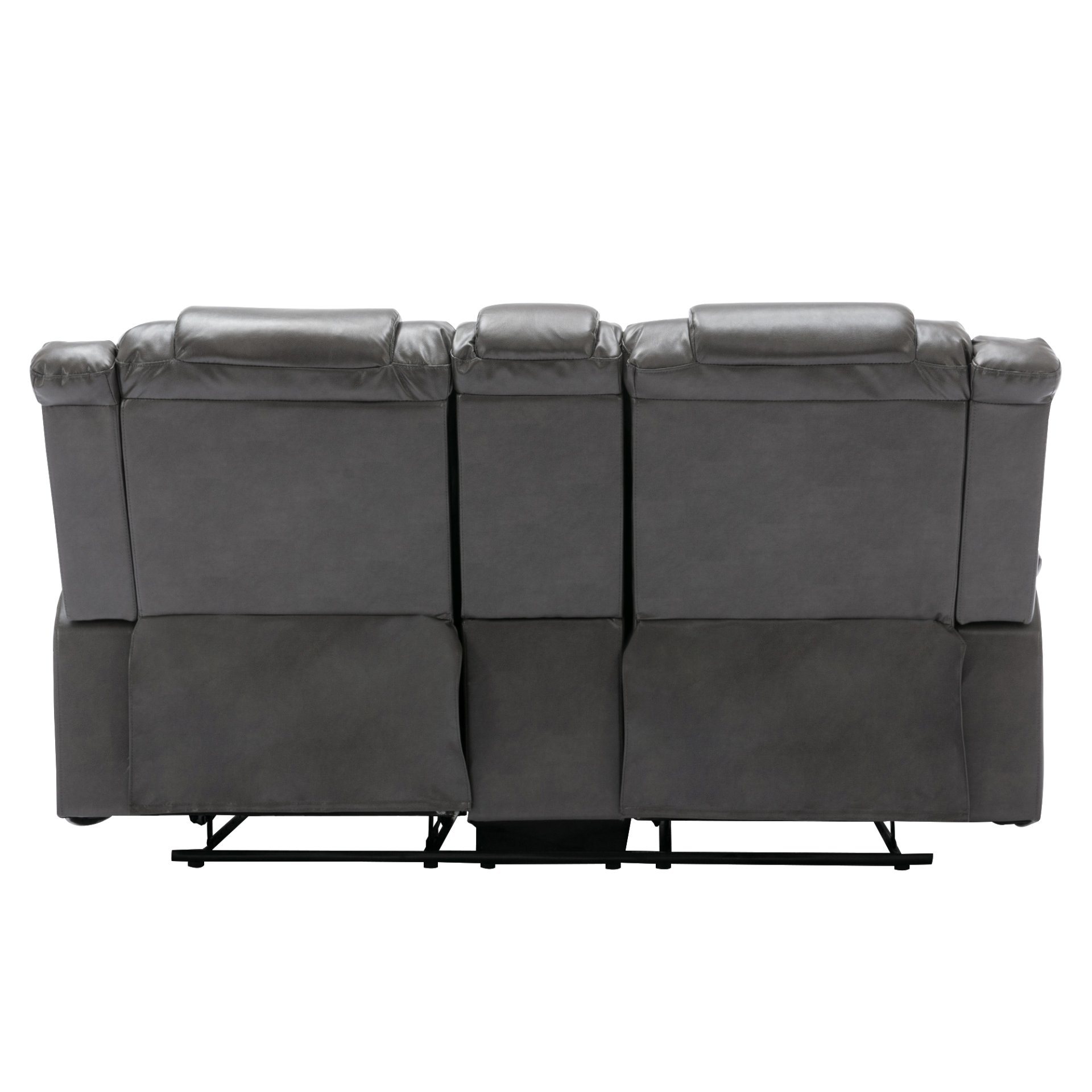 2 Seater Home Theater Recliner Manual Recliner Chair With A Storage Box And Two Cup Holders For Living Room - Gray - Image 11