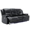 3 Seater Home Theater Recliner Manual Recliner Chair With A Led Light Strip Two Built-In Cup Holders For Living Room - Black - Image 9