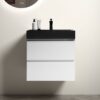 Alice - 24" Bathroom Vanity With Sink, Large Storage Wall Mounted Floating Bathroom Vanity For Modern Bathroom, One-Piece Black Sink Basin Without Drain And Faucet - White / Black - Image 2