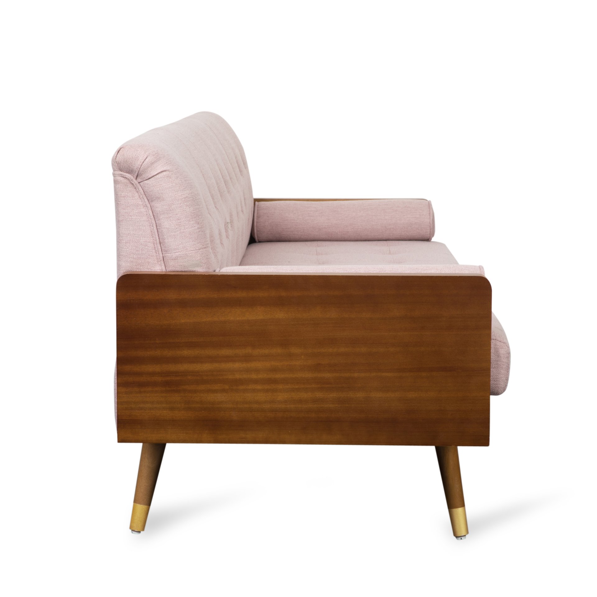 Aidan - Mid Century Modern Tufted Fabric Sofa - Blush - Image 9