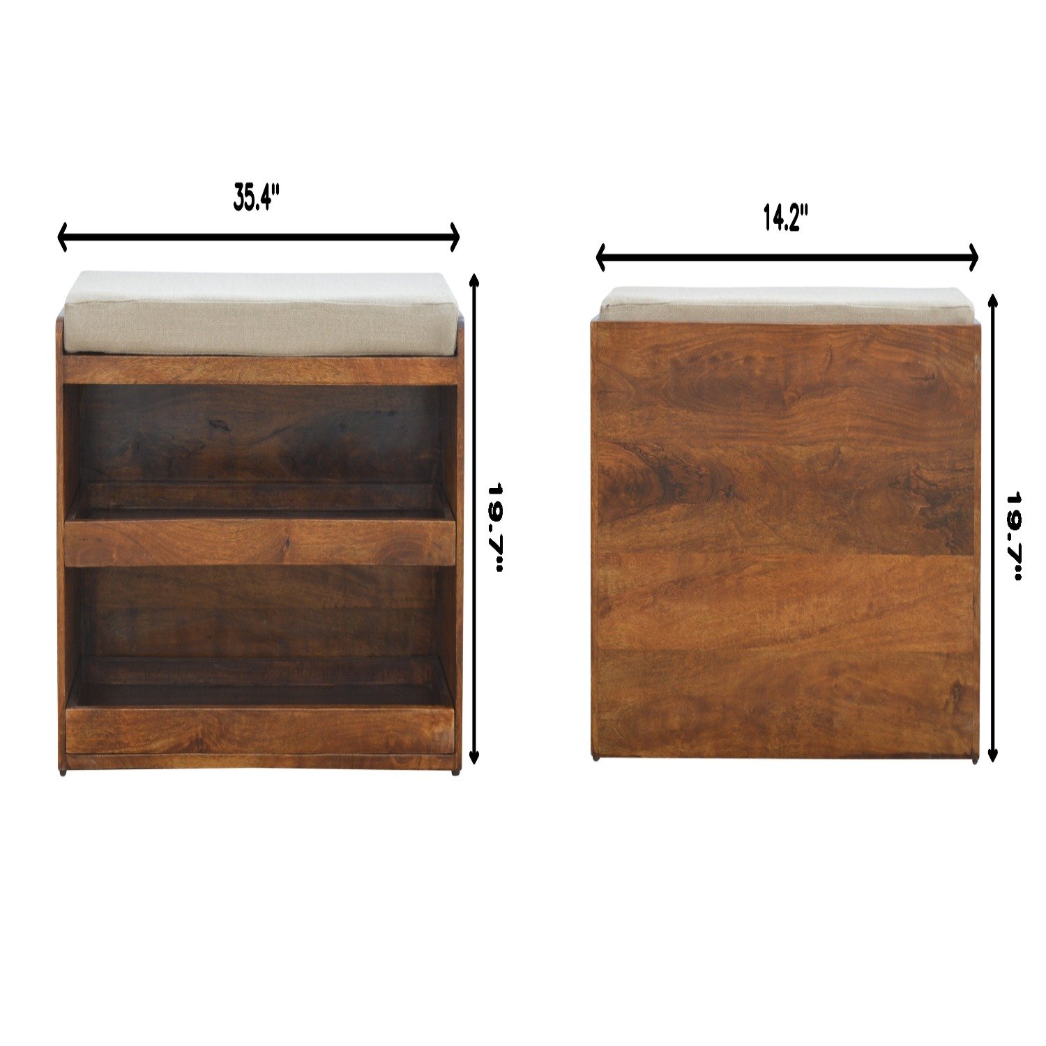 Pull Out Shoe Bench - Chestnut / Mud Linen - Image 3