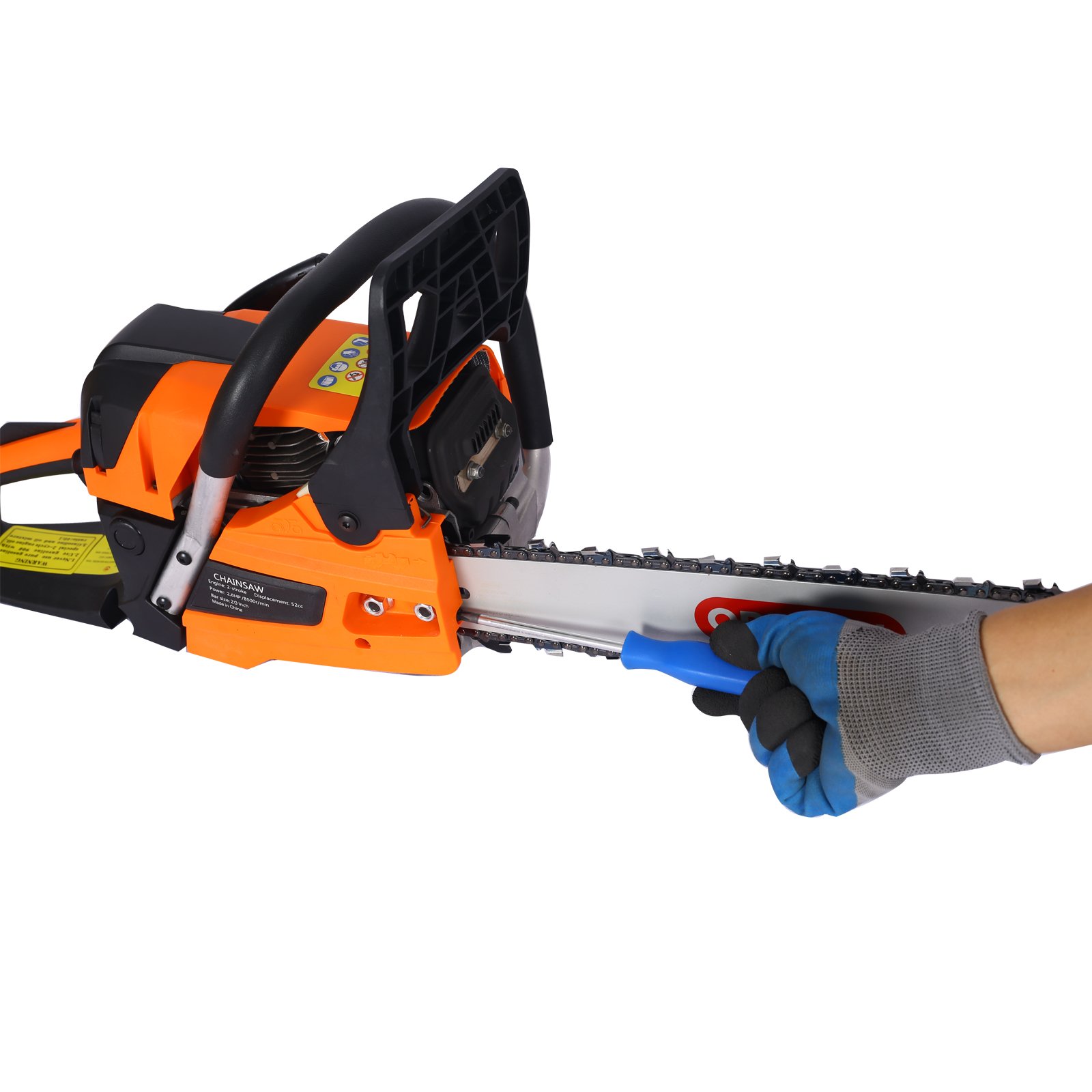52Cc Gasoline Chainsaw With 20" Oregon Bar And Chain For Wood Cutting Plastic - Orange - Image 8