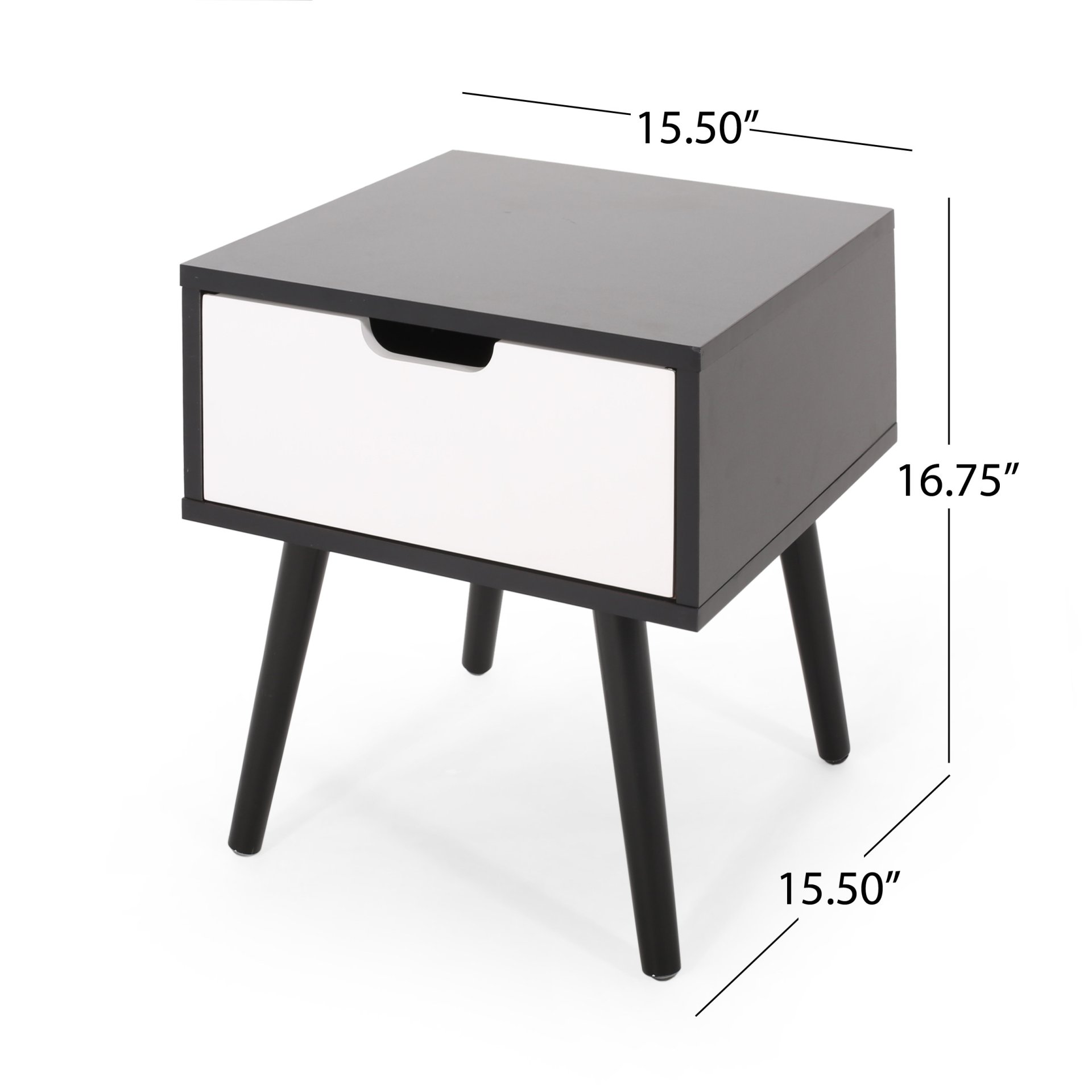 2 Toned Particle Board End Table - Black White - Image 3