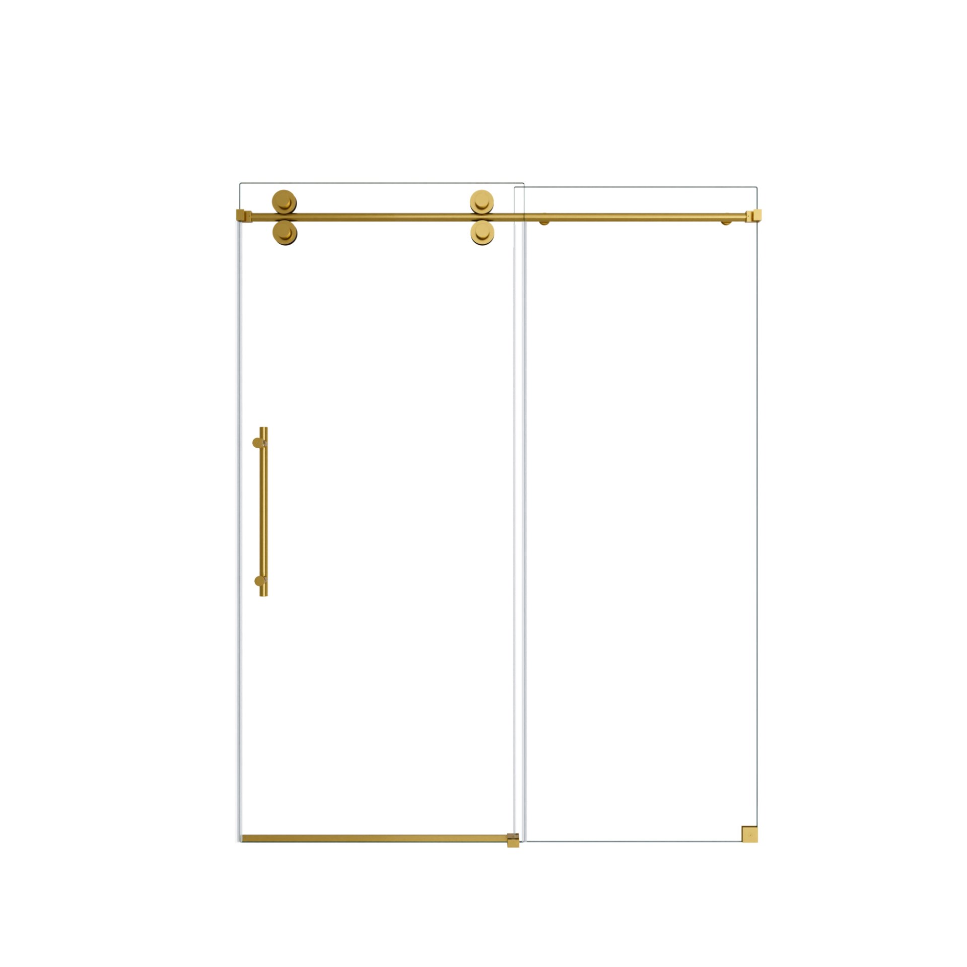 Frameless Single Sliding Shower Door With Bypass Design And 5 / 16" Clear Tempered Glass - Brushed Gold - Image 15