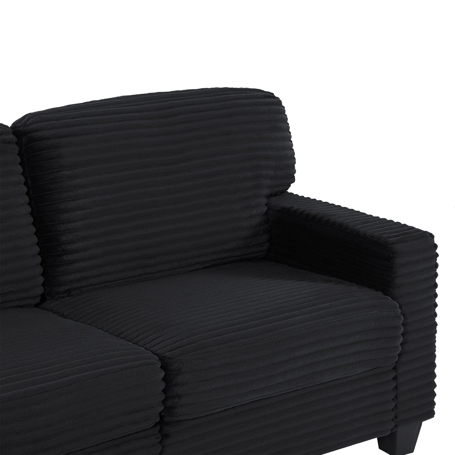 Upholstered U Shaped Sectional Sofa With Movable Ottoman And Side Storage Pockets - Black - Image 23