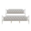 King Size Traditional Style Solid Bed Frame With Upholstered Tufted Headboard, No Box Spring Needed - Antique White - Image 6