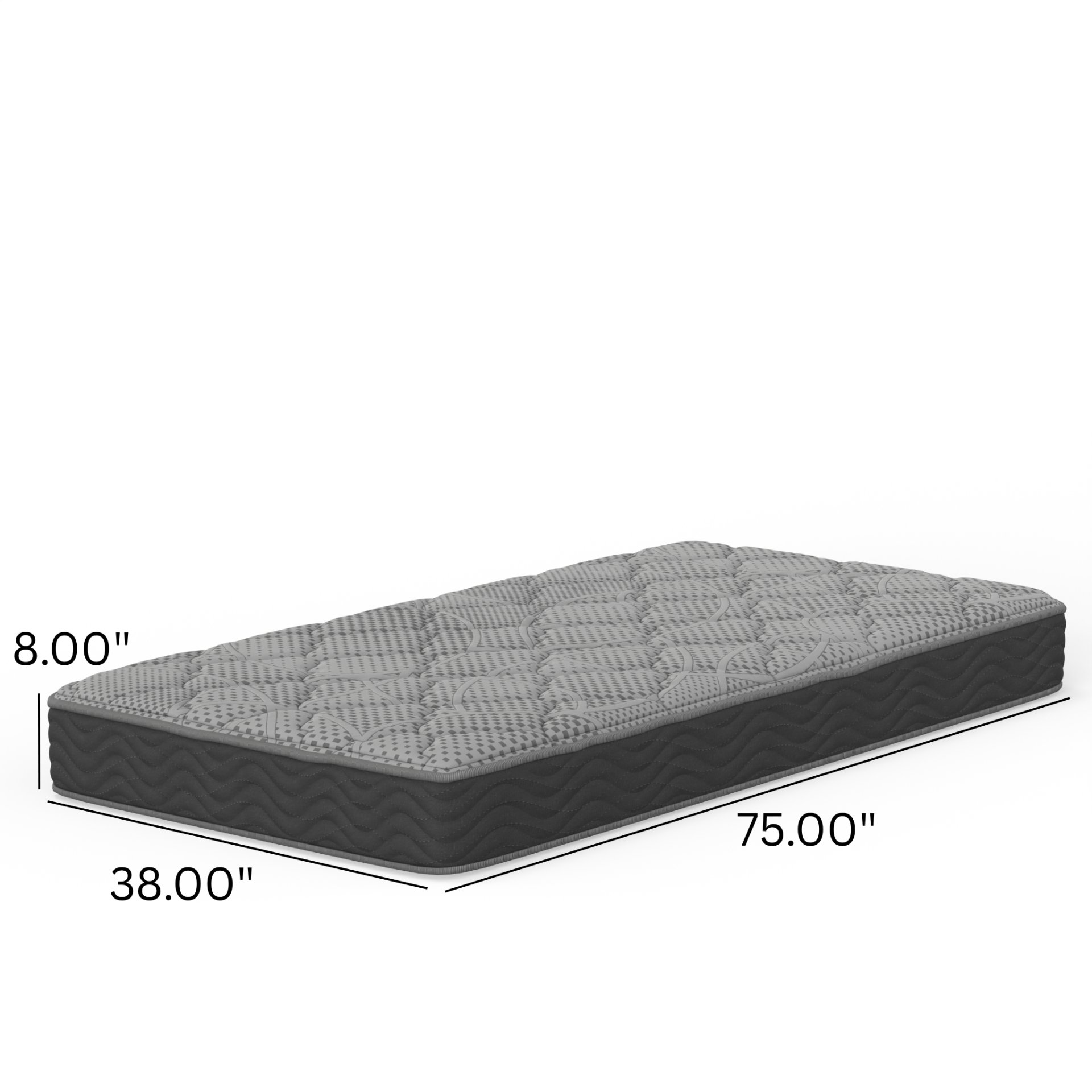 CS Hybrid - 8" Twin Pocket Coil Mattress - Black / Gray - Image 3