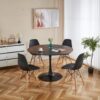5 Pieces Dining Set, Table Metal Leg Mid-Century Dining Table For 4 - 6 People, Pedestal Dining Table, Table Leisure Coffee Table - Black - Image 2