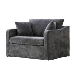 Upholstered Accent Chair, Wide Single Sofa With 2 Bolster Pillows For Living Room - Charcoal