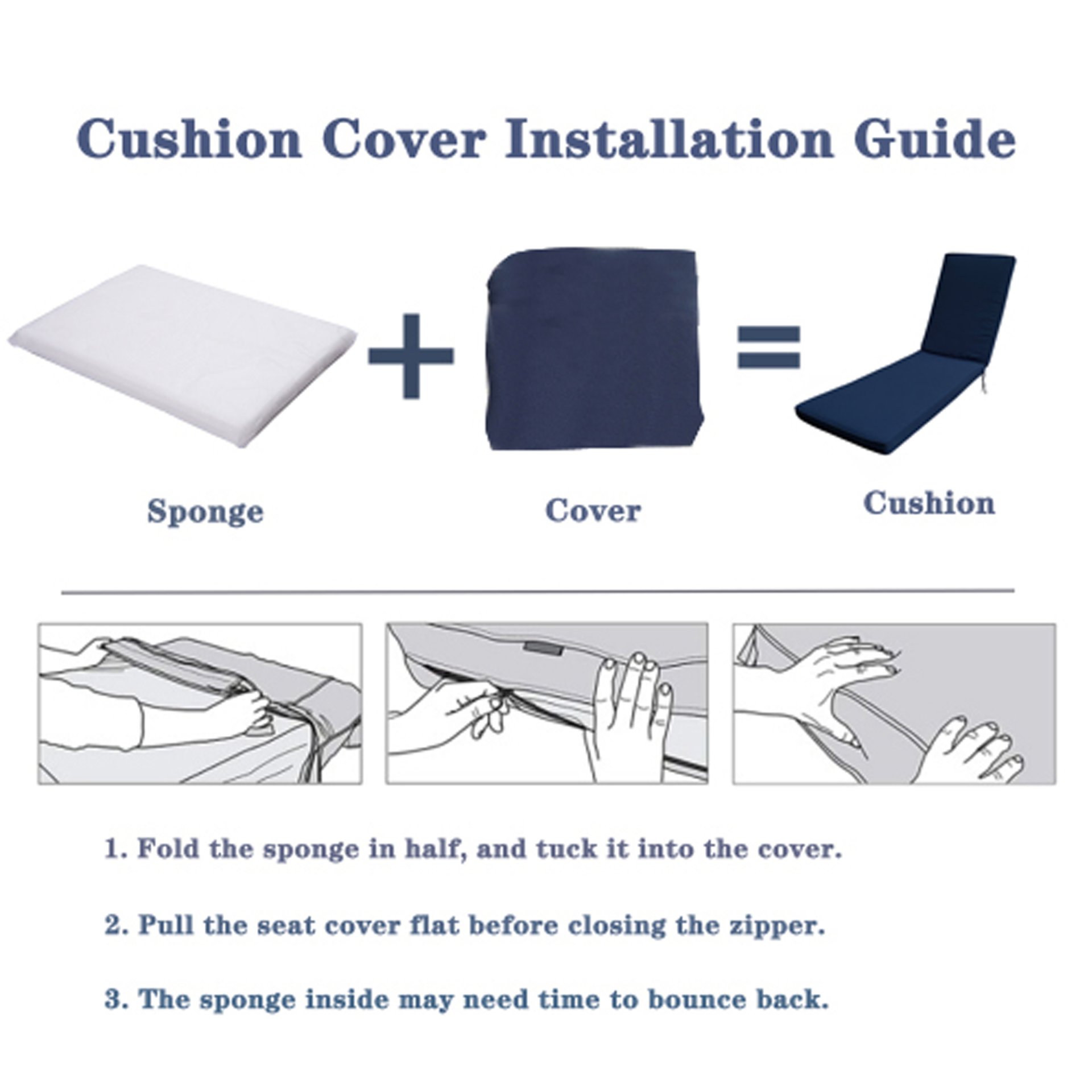 Outdoor Lounge Chairs (Set of 2), Cushion Replacement Patio Funiture Seat Cushion Chaise Lounge Cushion - Navy Blue - Image 12
