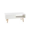 41.34" Rattan Coffee Table, Sliding Door For Storage, Solid Wood Legs, Modern Table For Living Room - White - Image 10