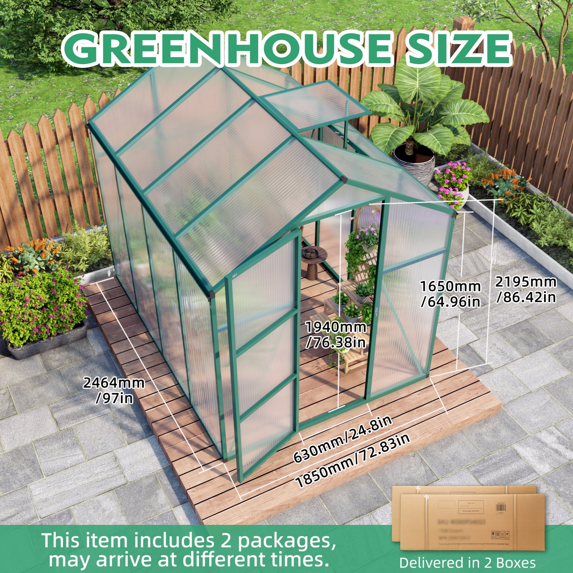 Newly Marketed Gain Height Windproof Aluminum Greenhouse 6 X 8 Ft Polycarbonate Greenhouse Raised Base And Anchor Aluminum Heavy Duty Walk - In Greenhouses For Outdoor Backyard In All Season - Green - Image 13
