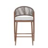 Outdoor Counter Height Aluminum Frame Counter Stools With Scallop Shaped Backrest & Water Resistant Cushions (Set of 2) - Teak - Image 15