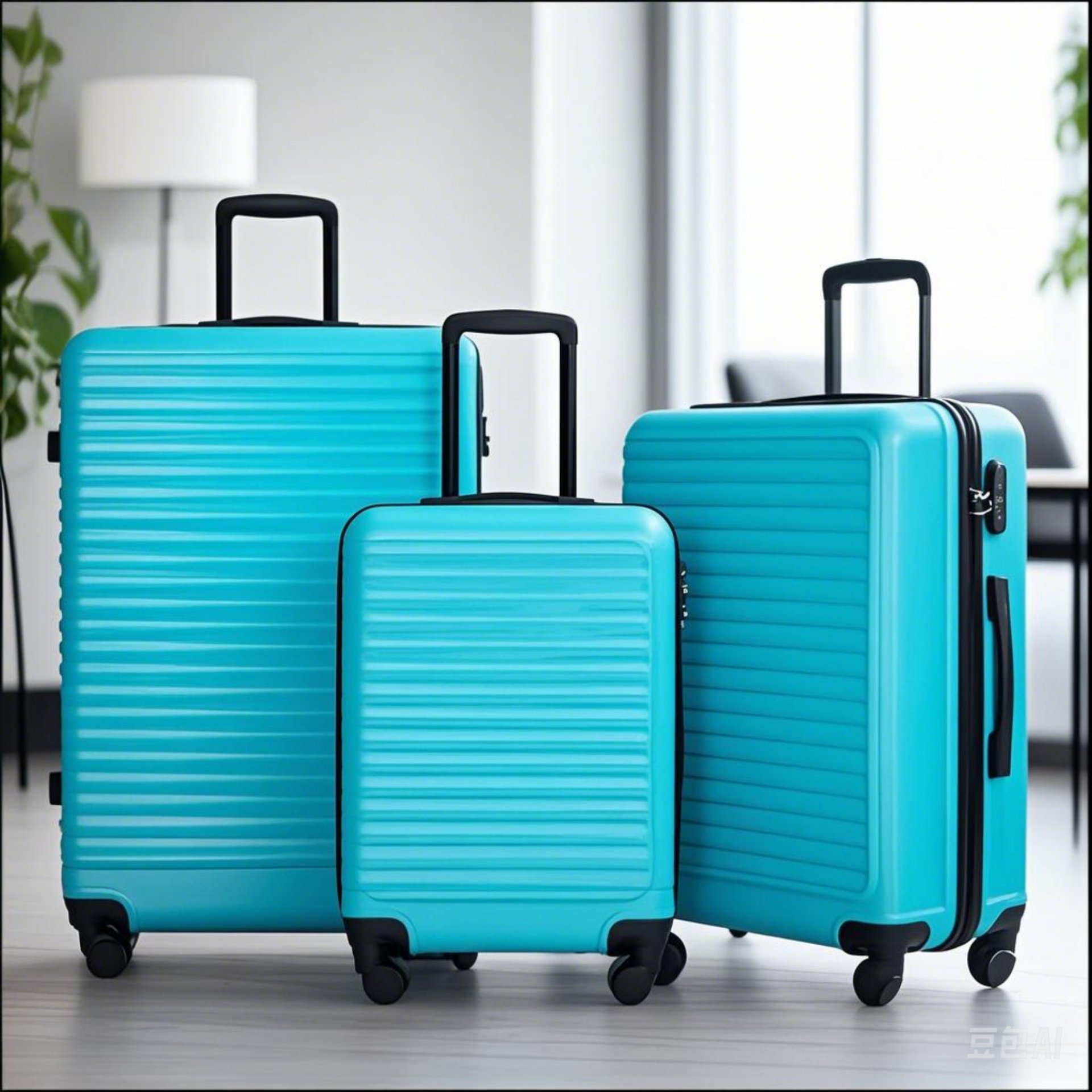 3 Piece Luggage Sets Lightweight Suitcase With Two Hooks, Spinner Wheels, Tsa Lock, (20/24/28) - Turquoise - Image 2