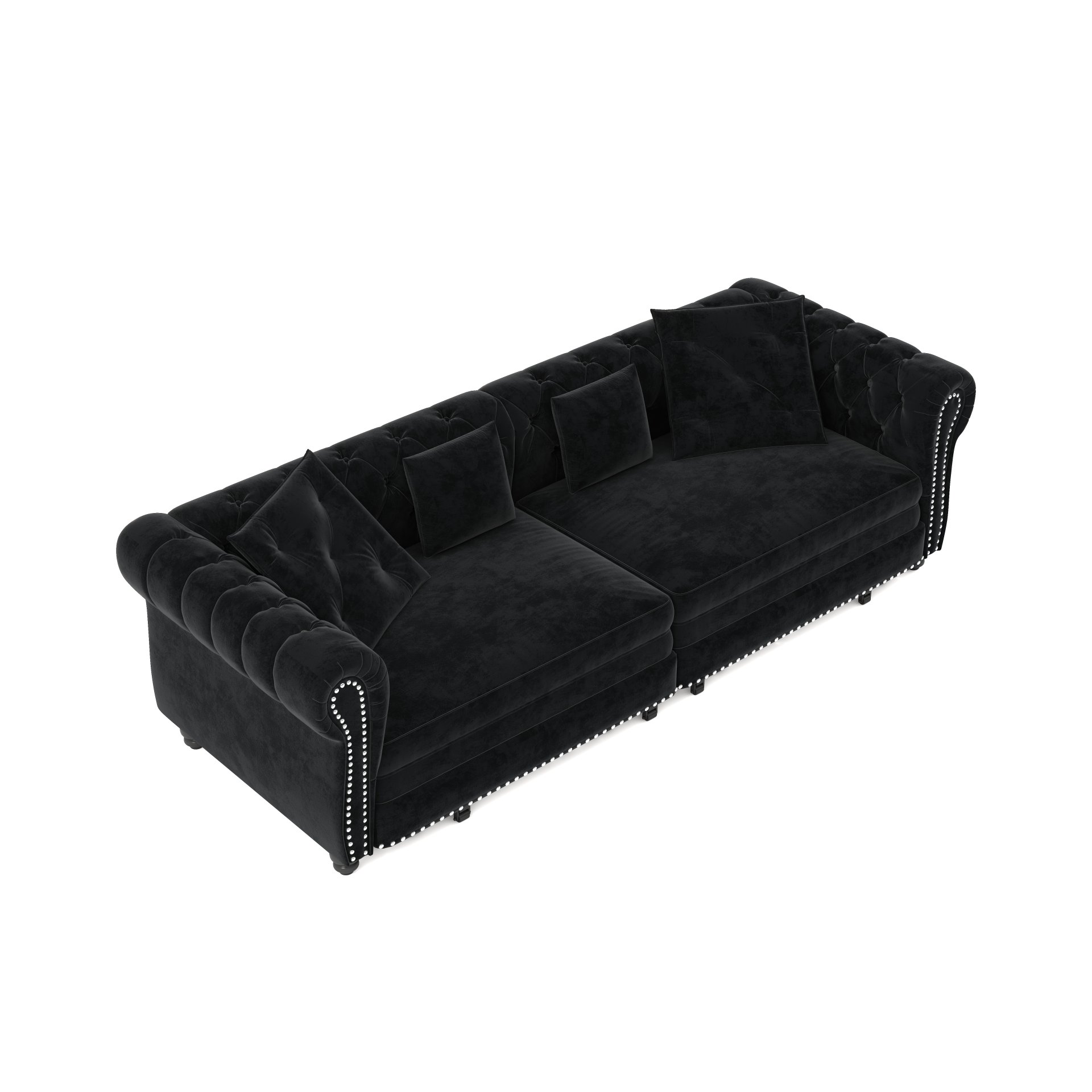3 In 1 Pull Out Sofa Bed, King Size Sofa Bed, 3 Seater Sofa With Movable Ottoman, Tufted Design, Suitable For Living Rooms - Black - Image 19