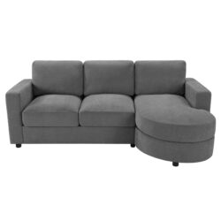 L Shaped Sectional Sofa With Curved Chaise, USB Ports, And Side Storage Pockets - Gray