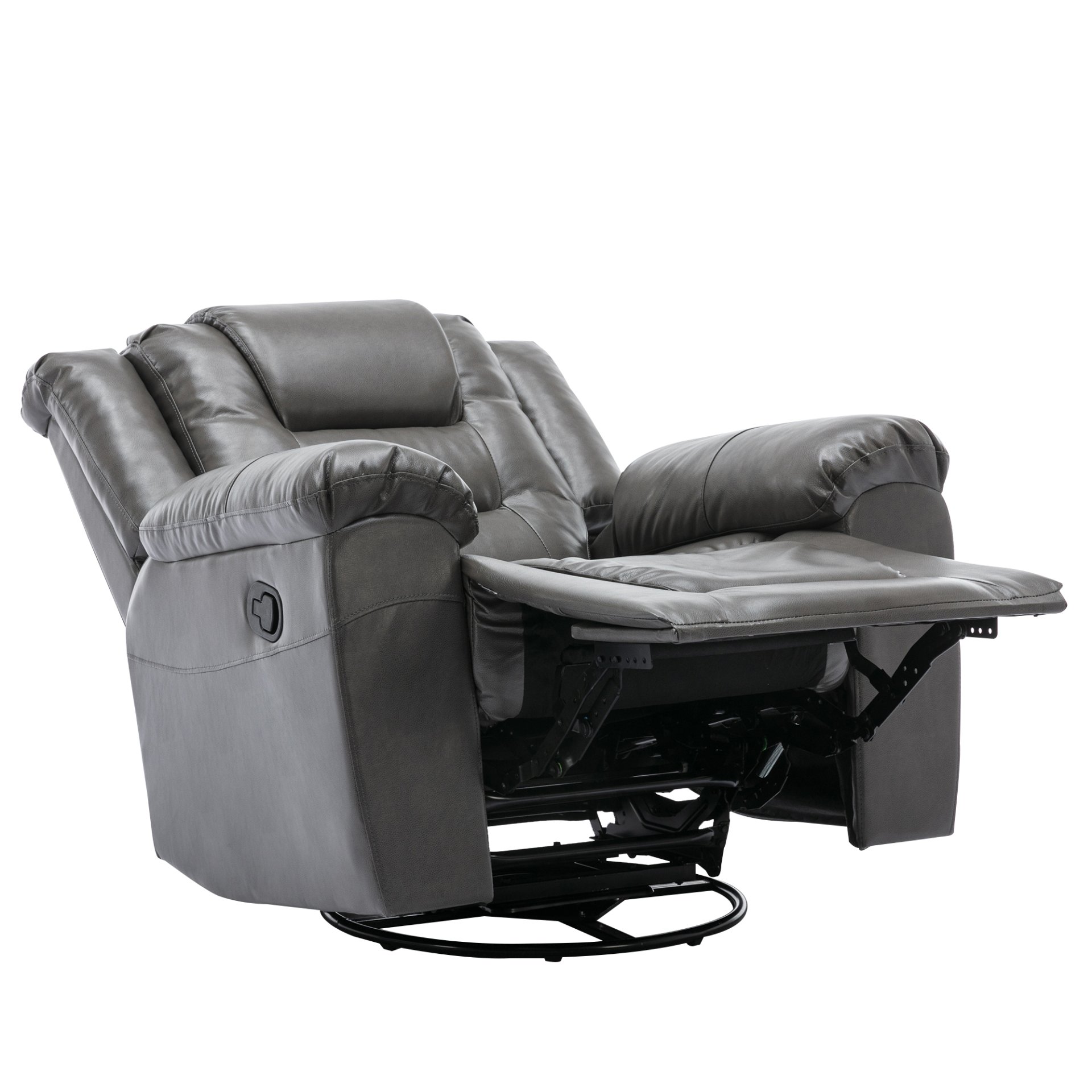 360° swivel And Rocking Home Theater Recliner Manual Recliner Chair With Wide Armrest For Living Room - Gray - Image 13