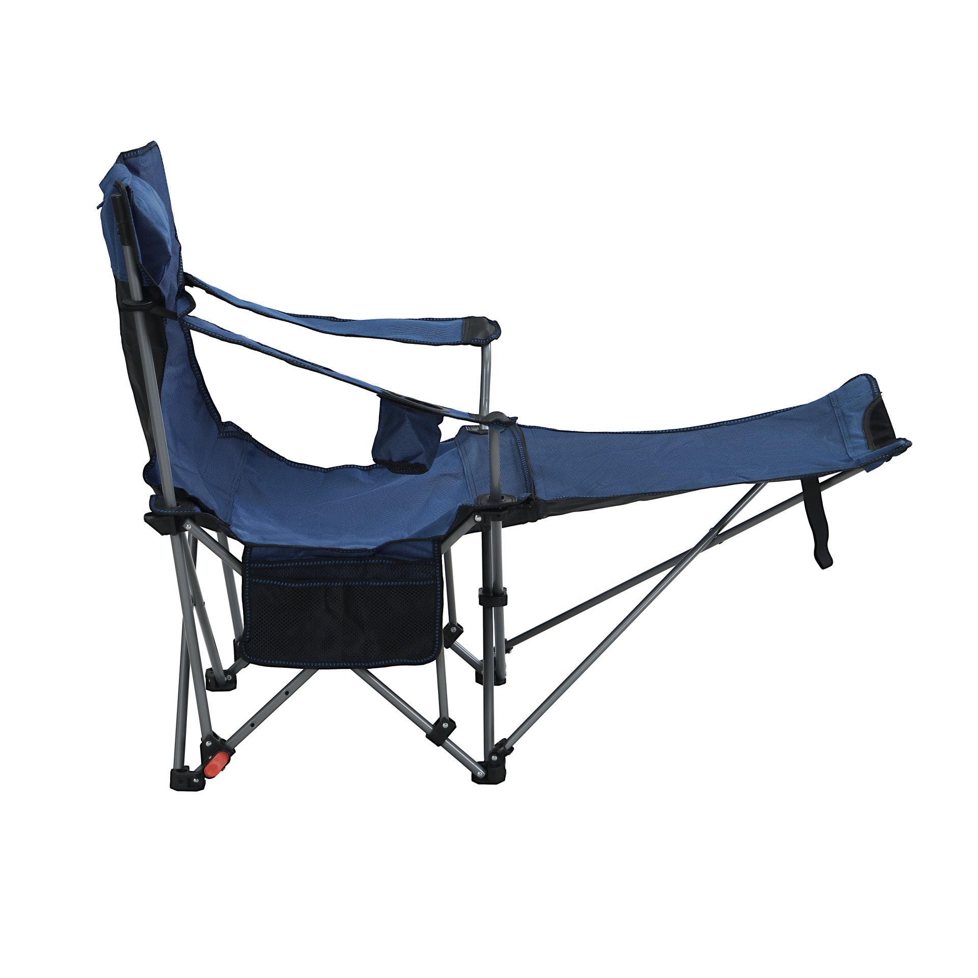Outdoor Camping Chair With 3 Level Reclining, Side Pockets & Cup Holder, Folding With Carry Bag - Dark Blue - Image 6